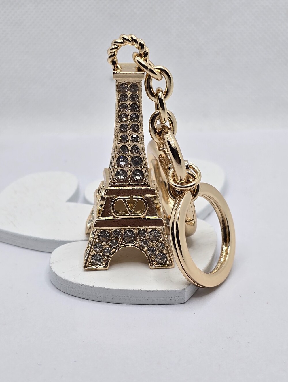 Valentino Chez Bag Charm With Key Ring In Metal And Crystals